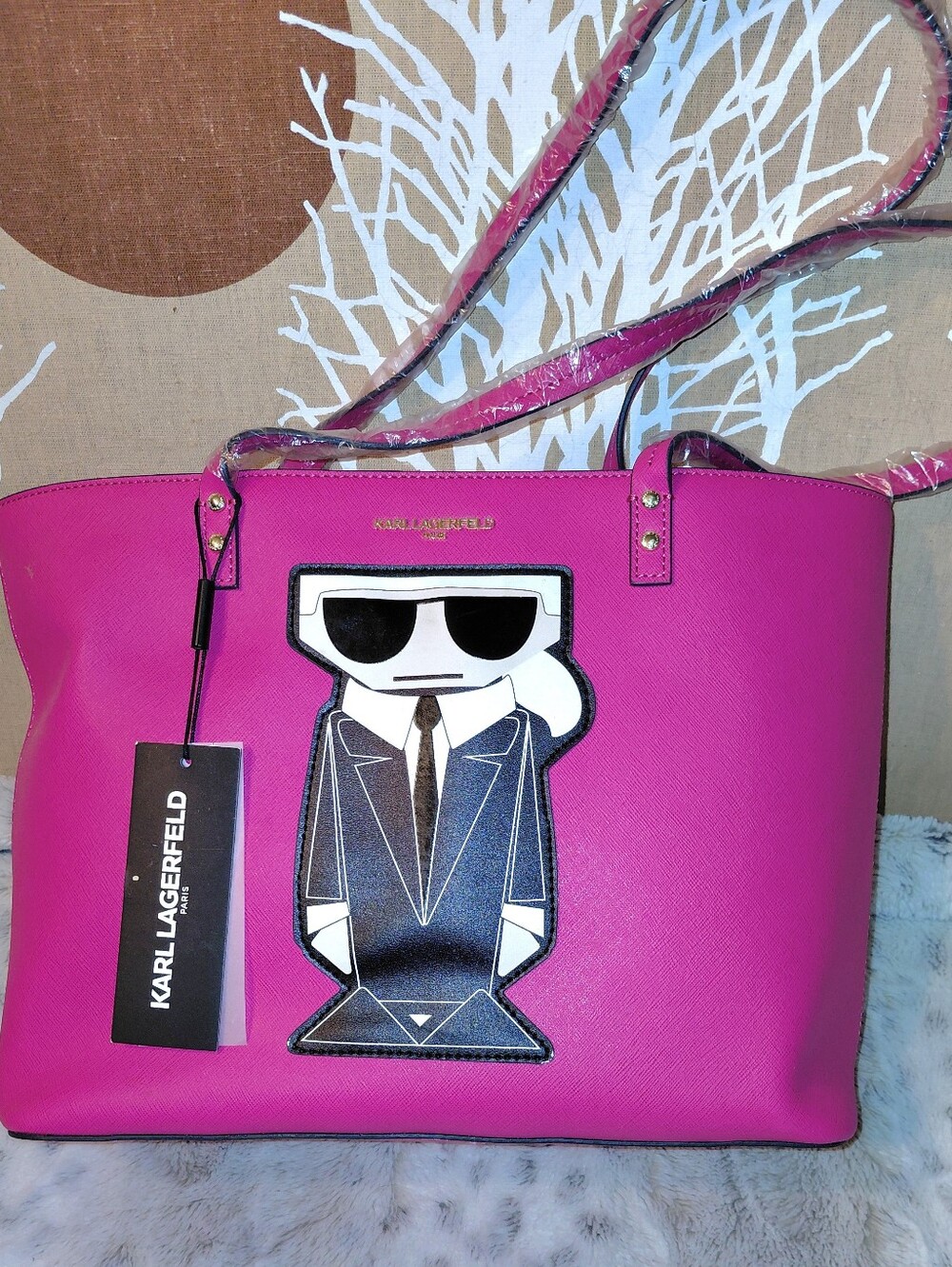 Karl Lagerfeld Hot Pink Tote with Icon Patch